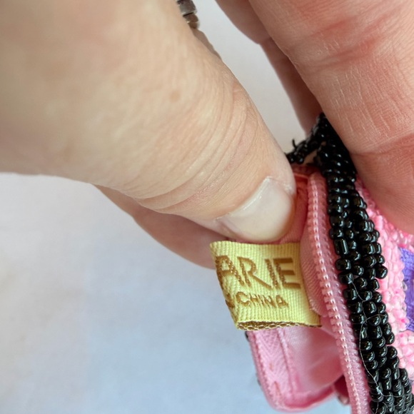 Vintage C. Marie Pink Poodle Beaded Coin Purse Pink Satin Interior - Picture 6 of 8